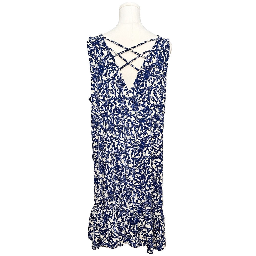 Lilly Pulitzer Blue White Pima Cotton Lobster Print Flounce Dress XXL Pockets - Picture 5 of 8